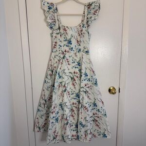 Hill House Spring Chintz White Floral Daphne Dress Size Medium